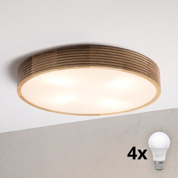 Brilagi - LED plafondlamp CARVALHO MODERN 4xE27/60W/230V, eik, Ø 57,5 cm
