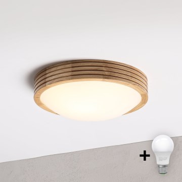 Brilagi - LED plafondlamp CARVALHO MODERN SLIM 1xE27/60W/230V Ø 27,5 cm eiken