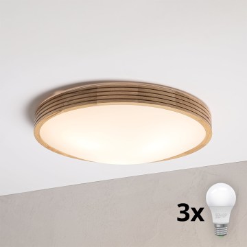 Brilagi - LED-plafondlamp CARVALHO MODERN SLIM 3xE27/60W/230V Ø 47,5 cm eikenkleurig