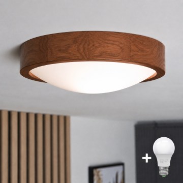 Brilagi - LED plafondlamp CARVALHO SLIM 1xE27/15W/230V eik/kers Ø 27 cm
