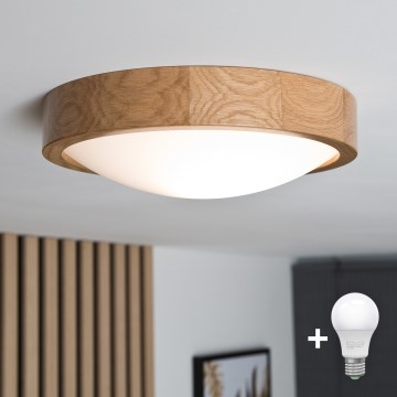 Brilagi - LED plafondlamp CARVALHO SLIM 1xE27/15W/230V eiken Ø 27 cm