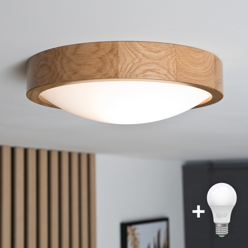Brilagi - LED Plafondlamp CARVALHO SLIM 1xE27/60W/230V eiken diameter 27 cm