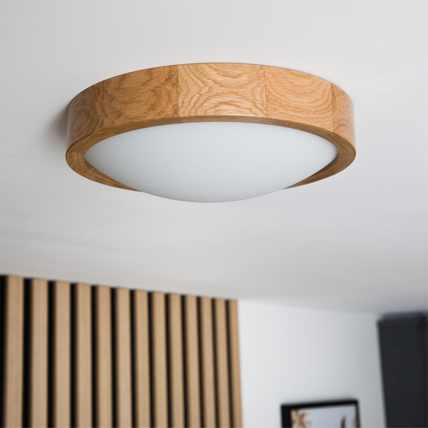 Brilagi - LED Plafondlamp CARVALHO SLIM 1xE27/60W/230V eiken diameter 27 cm