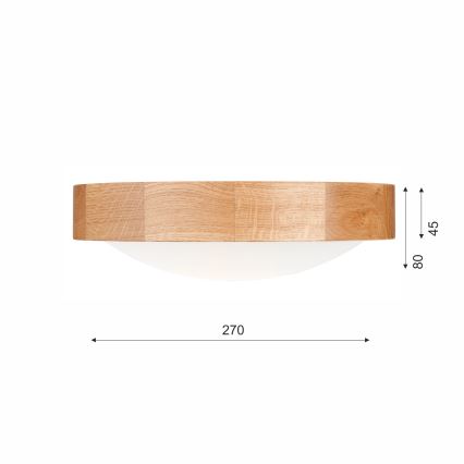 Brilagi - LED Plafondlamp CARVALHO SLIM 1xE27/60W/230V eiken diameter 27 cm