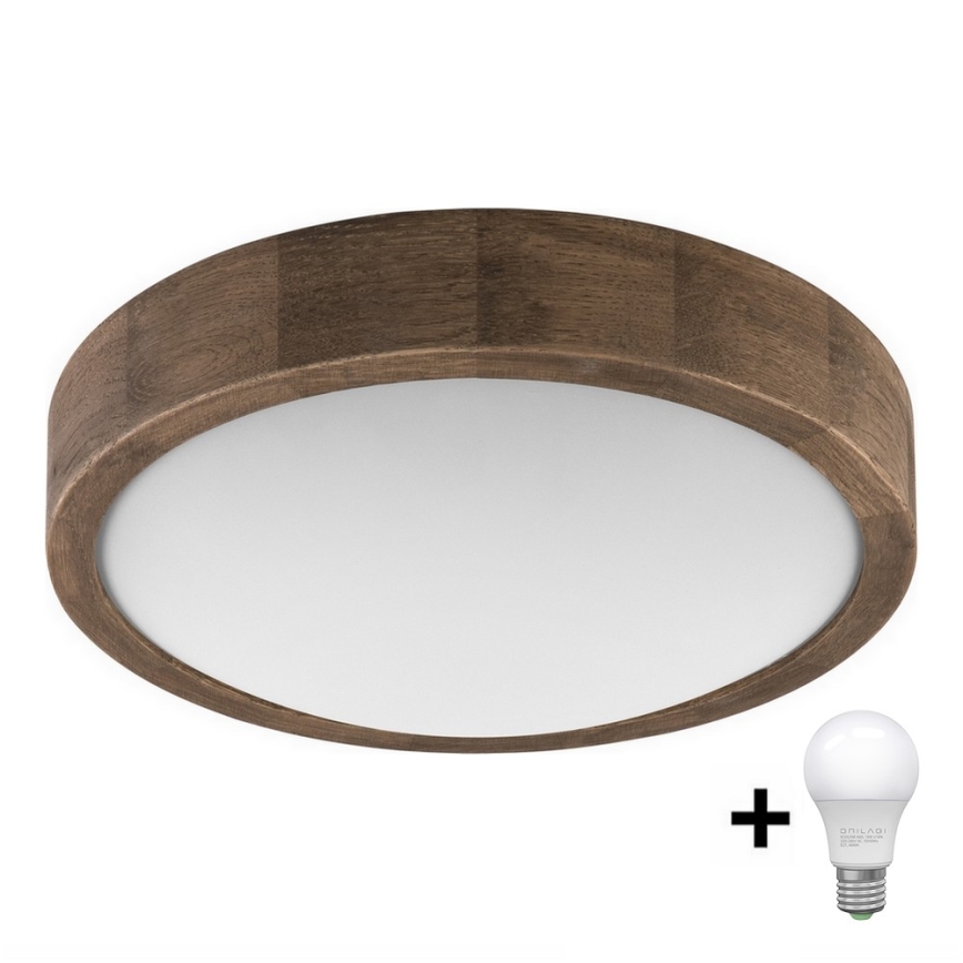 Brilagi - LED Plafondlamp CARVALHO SLIM 1xE27/60W/230V eiken diameter 27 cm