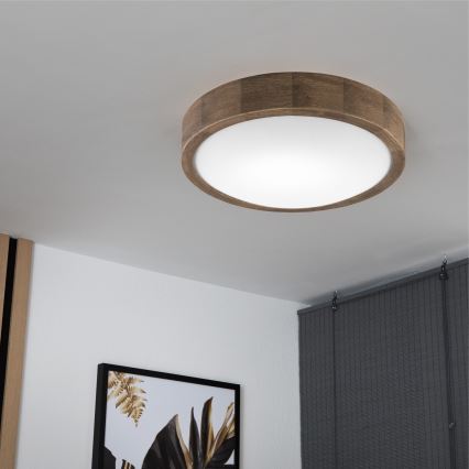 Brilagi - LED Plafondlamp CARVALHO SLIM 1xE27/60W/230V eiken diameter 27 cm
