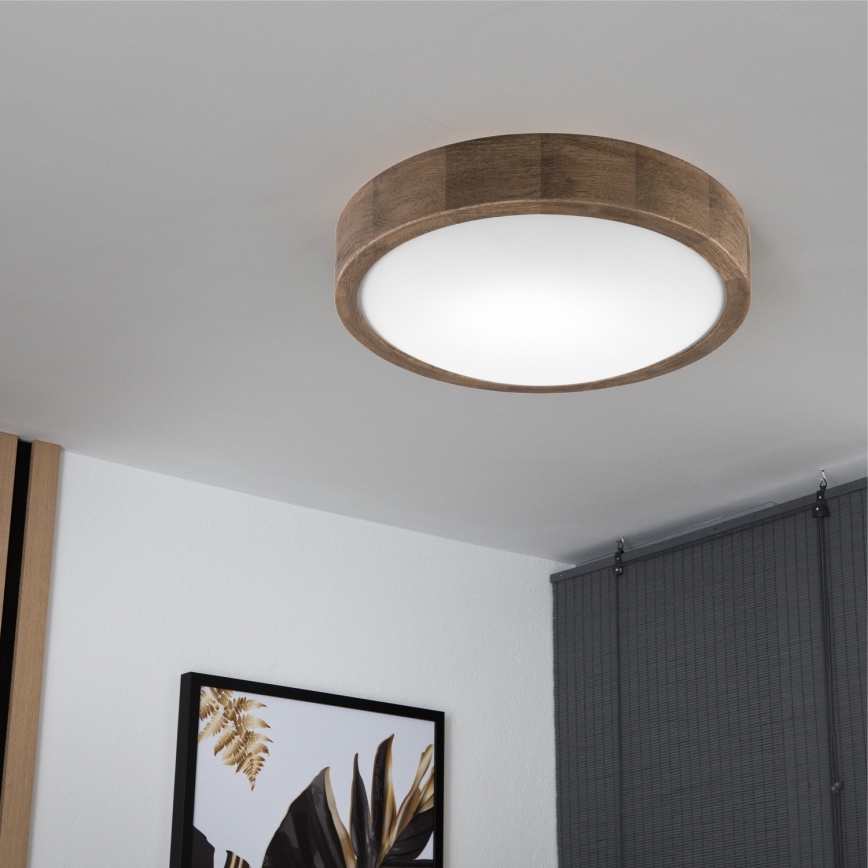 Brilagi - LED Plafondlamp CARVALHO SLIM 1xE27/60W/230V eiken diameter 27 cm