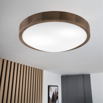 Brilagi - LED plafondlamp CARVALHO SLIM 2xE27/15W/230V eiken/walnoot Ø 37 cm