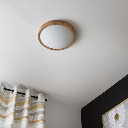 Brilagi - LED-plafondlamp CARVALHO SLIM 2xE27/15W/230V eiken Ø 37 cm