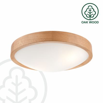Brilagi - LED-plafondlamp CARVALHO SLIM 2xE27/15W/230V eiken Ø 37 cm