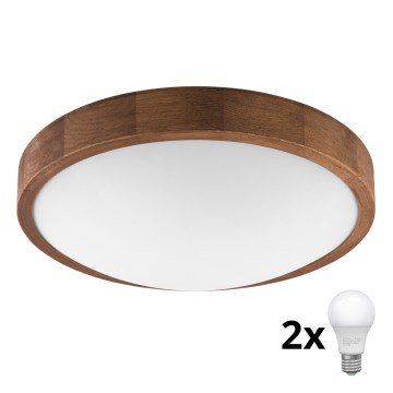 Brilagi - LED Plafondlamp CARVALHO SLIM 2xE27/60W/230V eiken kers diameter 37 cm