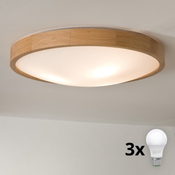 Brilagi - LED Plafondlamp CARVALHO SLIM 3xE27/60W/230V eiken diameter 47 cm
