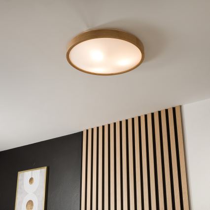 Brilagi - LED Plafondlamp CARVALHO SLIM 3xE27/60W/230V eiken diameter 47 cm