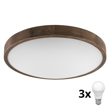 Brilagi - LED Plafondlamp CARVALHO SLIM 3xE27/60W/230V eiken diameter 47 cm