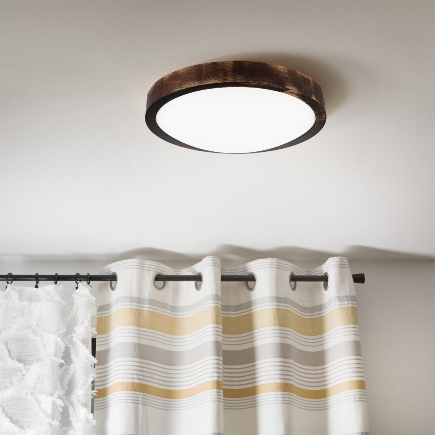 Brilagi - LED-plafondlamp CARVALHO SLIM SMOKEY LED/20W/230V eiken Ø 27,5 cm