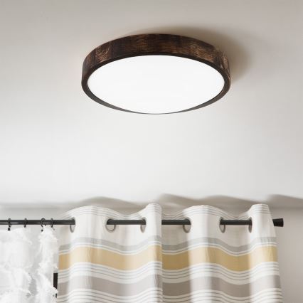 Brilagi - LED plafondlamp CARVALHO SLIM SMOKEY LED/36W/230V eiken Ø 37,5 cm