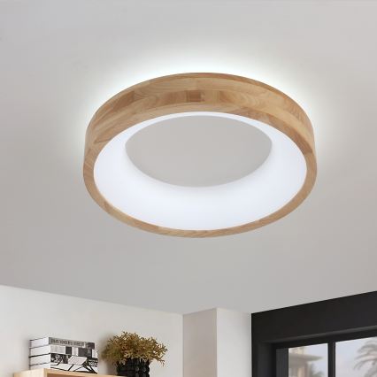 Brilagi - LED-plafondlamp FALCON WOOD, 30W, 230V, 3000/4000/6000K, Ø 45 cm, hout