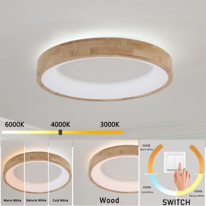 Brilagi - LED plafonnière FALCON WOOD LED/40W/230V 3000/4000/6000K Ø 60 cm hout