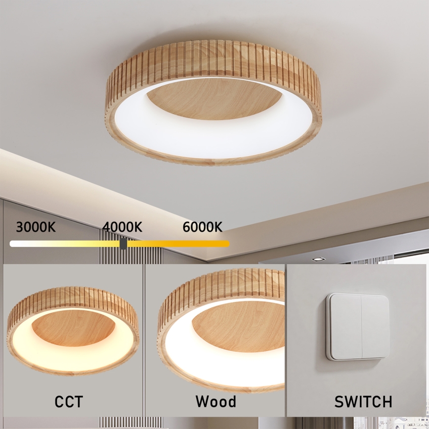 Brilagi - LED plafondlamp FALCON WOOD MODERN LED/30W/230V 3000/4000/6000K Ø 45 cm hout