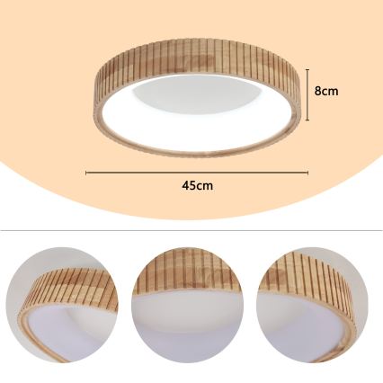 Brilagi - LED plafondlamp FALCON WOOD MODERN LED/30W/230V 3000/4000/6000K Ø 45 cm hout