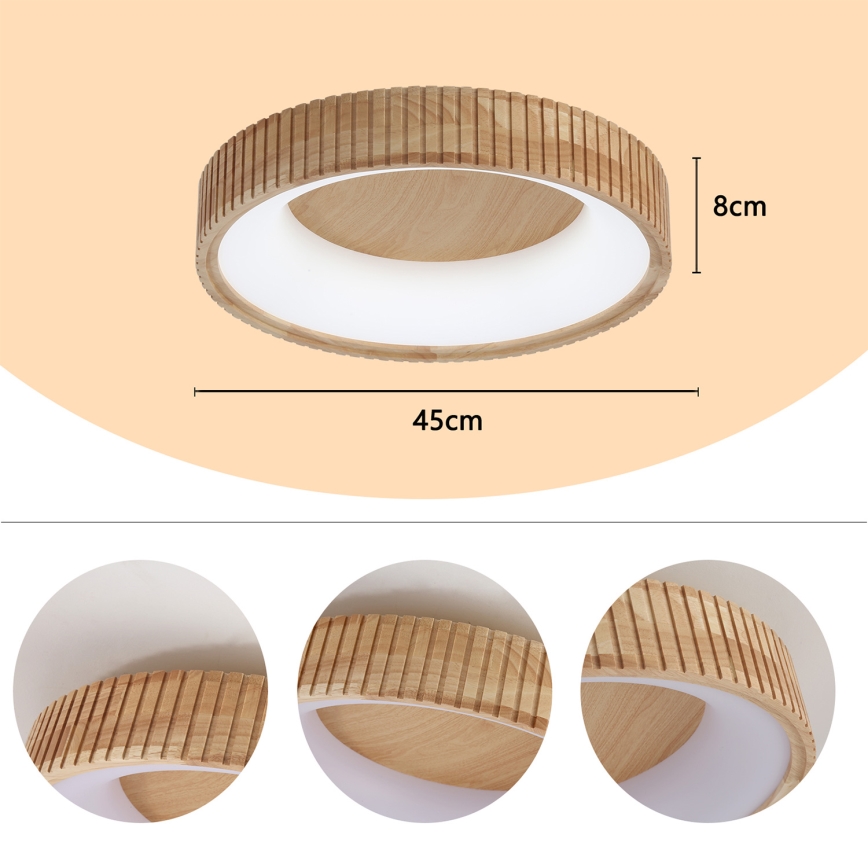 Brilagi - LED-plafondlamp FALCON WOOD MODERN LED/30W/230V 3000/4000/6000K Ø 45 cm hout