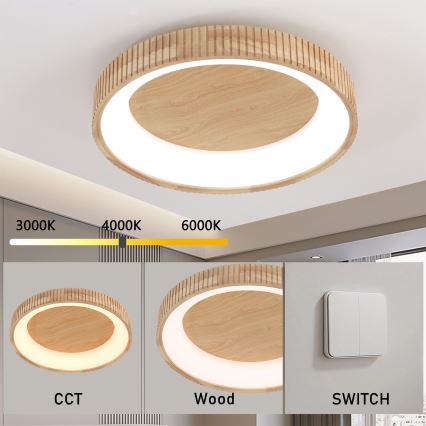 Brilagi - LED plafondlamp FALCON WOOD MODERN LED/40W/230V 3000/4000/6000K Ø 60 cm hout
