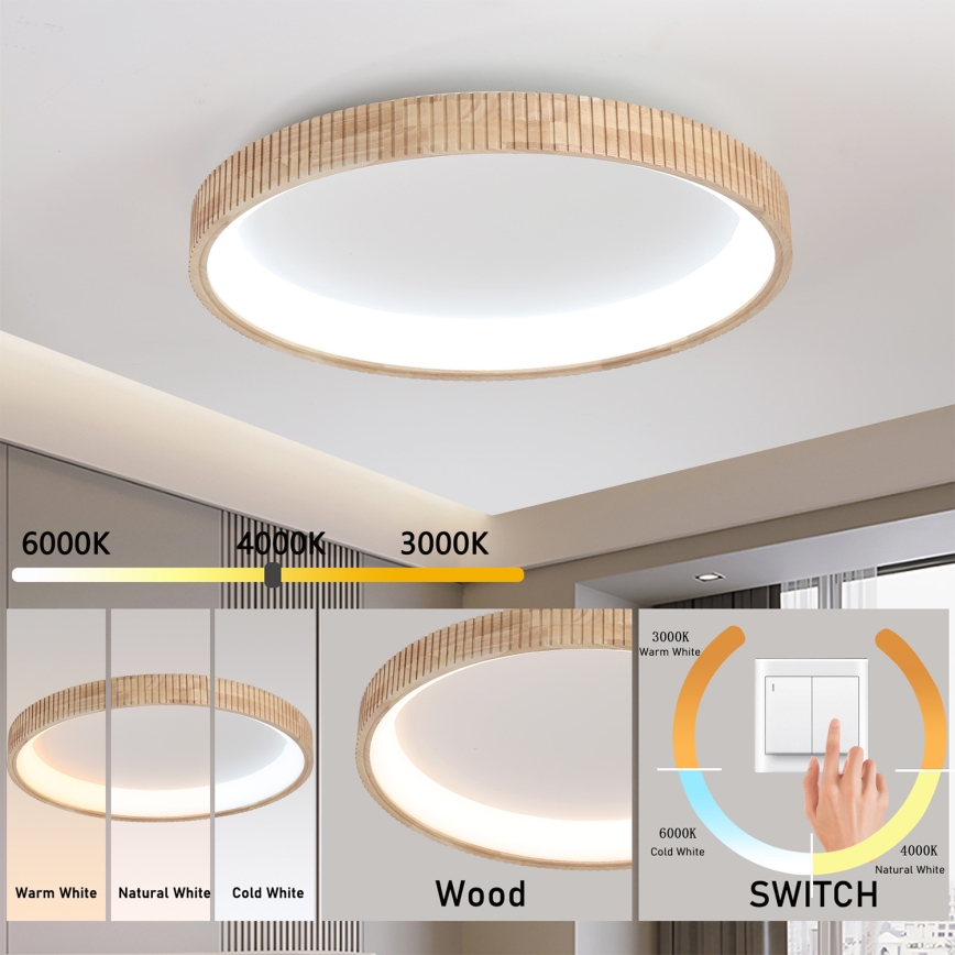 Brilagi - LED plafondlamp FALCON WOOD MODERN LED/60W/230V 3000/4000/6000K Ø 80 cm hout