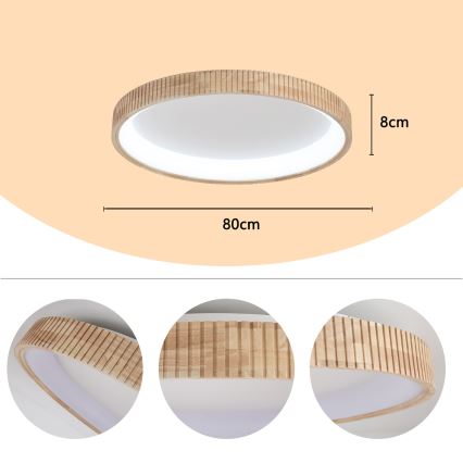 Brilagi - LED plafondlamp FALCON WOOD MODERN LED/60W/230V 3000/4000/6000K Ø 80 cm hout