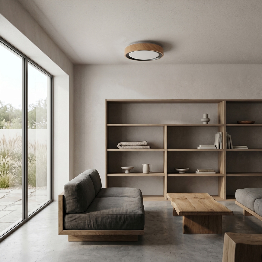 Brilagi - LED plafondlamp FLOCO LED/24W/230V Ø 30 cm houtdecor/zwart