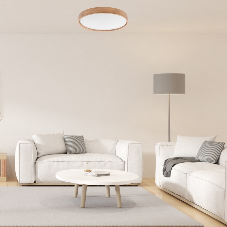 Brilagi - LED Plafondlamp MANAROLA SMART LED/36W/230V 2700-6500K eiken diameter 51 cm Wi-Fi + afstandsbediening Tuya