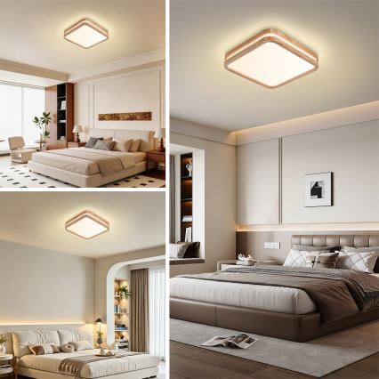 Brilagi - LED plafondlamp MOLINA SQUARE LED/32W/230V 3000/4000/6000K eiken 30x30 cm