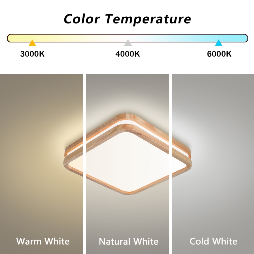Brilagi - LED plafondlamp MOLINA SQUARE LED/32W/230V 3000/4000/6000K eiken 30x30 cm