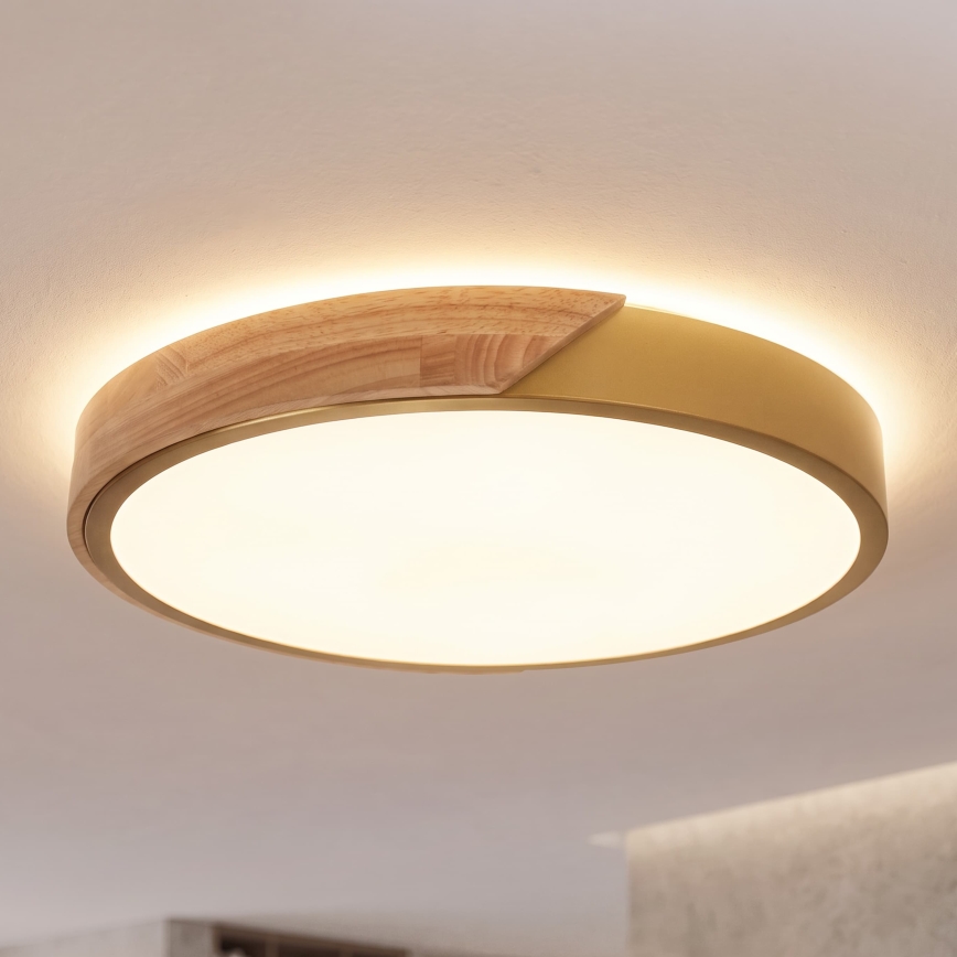 BRILAGI - LED plafondlamp PILANA LED/24W/230V eiken/goud Ø 30 cm