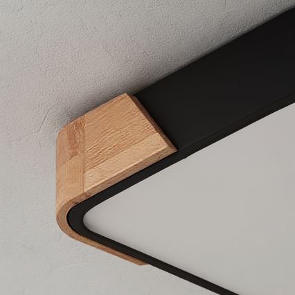 Brilagi - LED plafondlamp PILANA LED/24W/230V eiken/zwart 32x32 cm