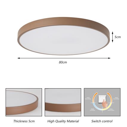 Brilagi - LED plafondlamp POOL LED/100W/230V 3000/4000/6000K Ø 80 cm bruin
