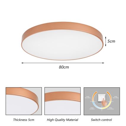 Brilagi - LED plafondlamp POOL LED/100W/230V 3000/4000/6000K Ø 80 cm bronskleurig