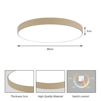 Brilagi - LED plafondlamp POOL LED/100W/230V 3000/4500/6000K Ø 80 cm beige