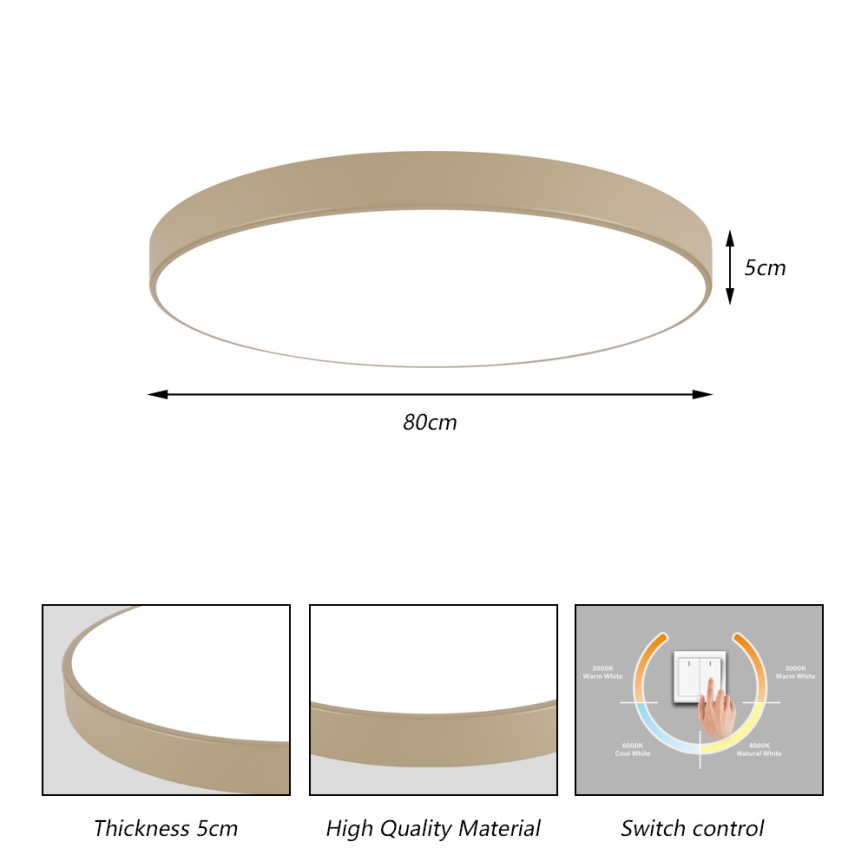 Brilagi - LED plafondlamp POOL LED/100W/230V 3000/4500/6000K Ø 80 cm beige