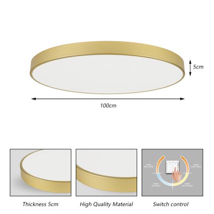 Brilagi - LED plafondlamp POOL LED/128W/230V 3000/4000/6000K Ø 100 cm goudkleurig