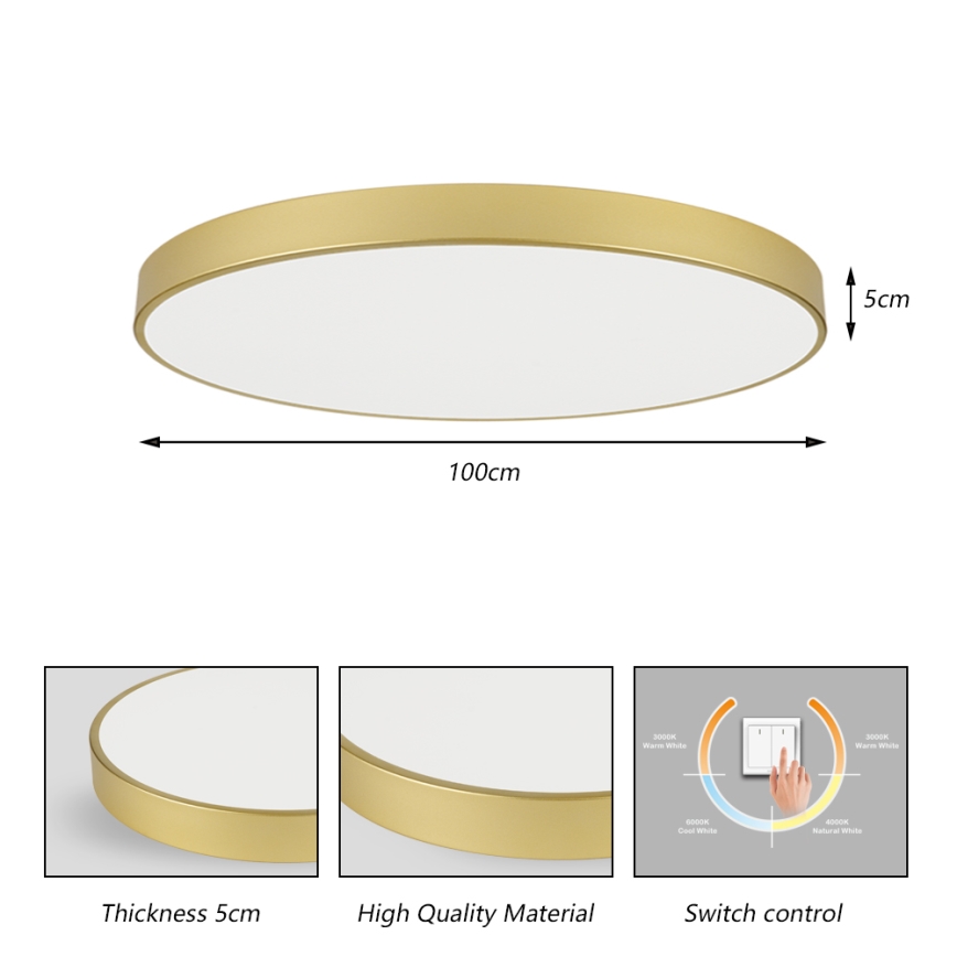 Brilagi - LED plafondlamp POOL LED/128W/230V 3000/4000/6000K Ø 100 cm goudkleurig