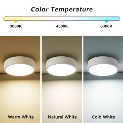 Brilagi - LED-plafondlamp POOL LED, 18 W, 230 V, 3000/4000/6000 K, Ø 20 cm, wit