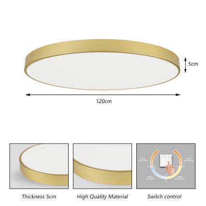 Brilagi - LED plafondlamp POOL LED/180W/230V 3000/4000/6000K Ø 120 cm goudkleurig