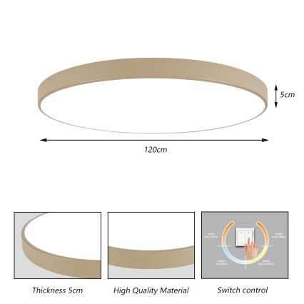 Brilagi - LED plafondlamp POOL LED/180W/230V 3000/4500/6000K Ø 120 cm beige