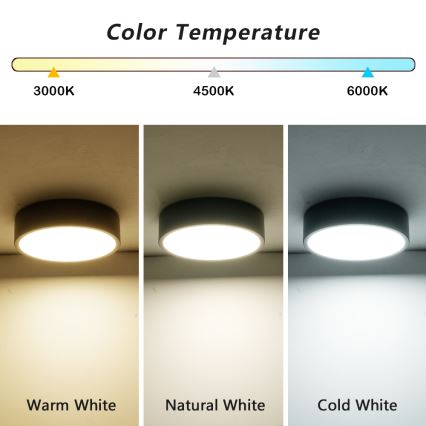 Brilagi - LED-plafondlamp POOL LED/18W/230V 3000/4500/6000K Ø 20 cm zwart