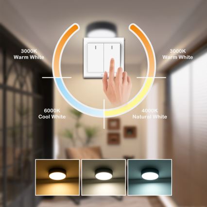 Brilagi - LED-plafondlamp POOL LED/18W/230V 3000/4500/6000K Ø 20 cm zwart