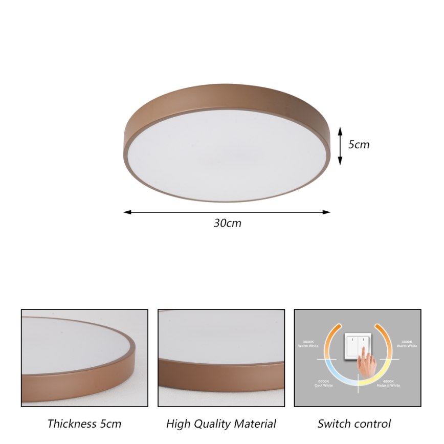 Brilagi - LED plafondlamp POOL LED/36W/230V 3000/4000/6000K Ø 30 cm bruin