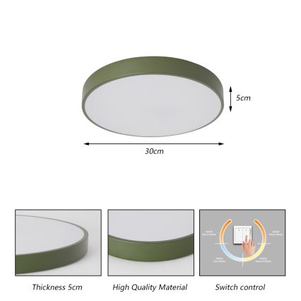 Brilagi - LED plafondlamp POOL LED/36W/230V 3000/4000/6000K Ø 30 cm groen