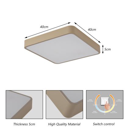 Brilagi - LED plafondlamp POOL LED/36W/230V 3000/4000/6000K 40x40 cm beige