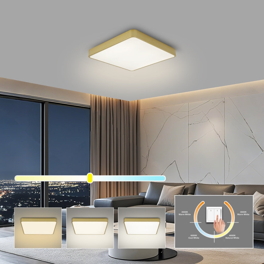 Brilagi - LED plafondlamp POOL LED/36W/230V 3000/4000/6000K 40x40 cm goudkleurig