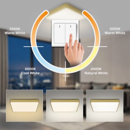 Brilagi - LED-plafondlamp POOL LED/36W/230V 3000/4500/6000K 40x40 cm goudkleurig